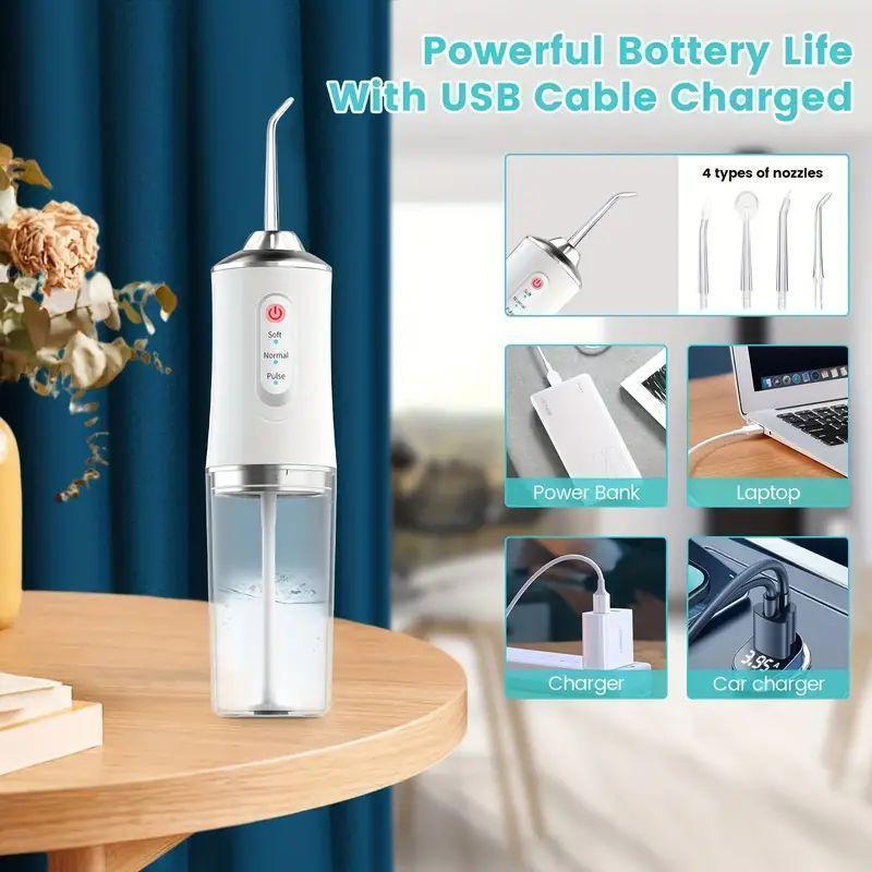 Portable Oral Irrigator, 1 Box Rechargeable Electric Water Flosser & Accessories, Household Oral Care Tool for Home & Travel, Christmas Gift