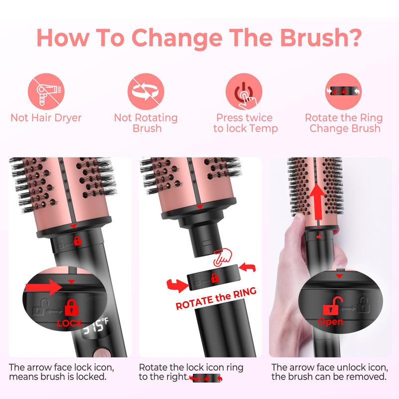 3 in 1 Thermal Round Brush, 1 Box Negative Ion Hot Thermal Brush for Curling and Volumizing, Professional Hair Styling Tool for Women & Girls