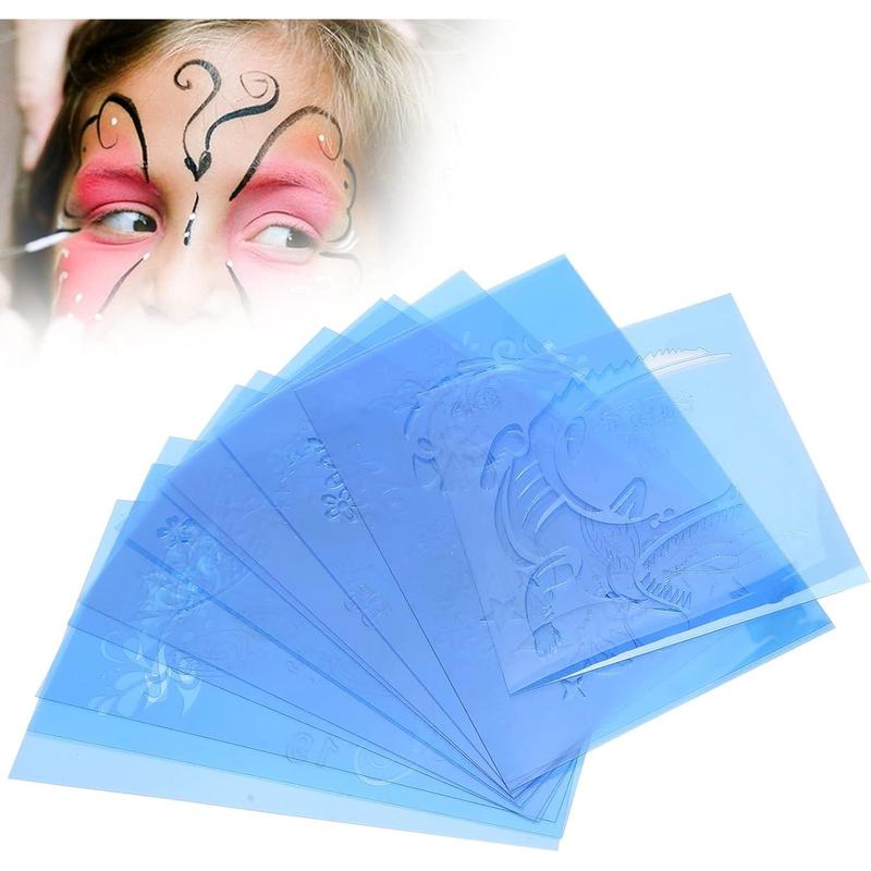 Face Paint Stencils, 12Pcs Reusable PET Face Painting Template Halloween DIY Facial Makeup Painting Stencils for Christmas Party Cosplay School Carnivals