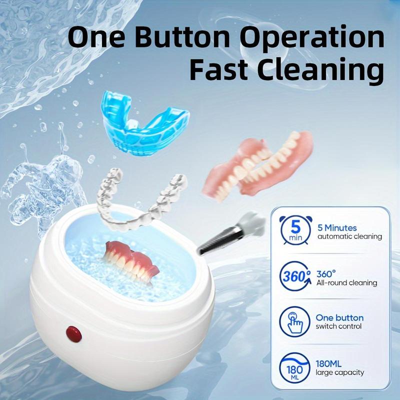 Ultrasonic Denture Cleaning Box, Professional Battery-Powered Jewelry & Toothbrush Cleaner with Filter, Oral Health Product for Women & Men