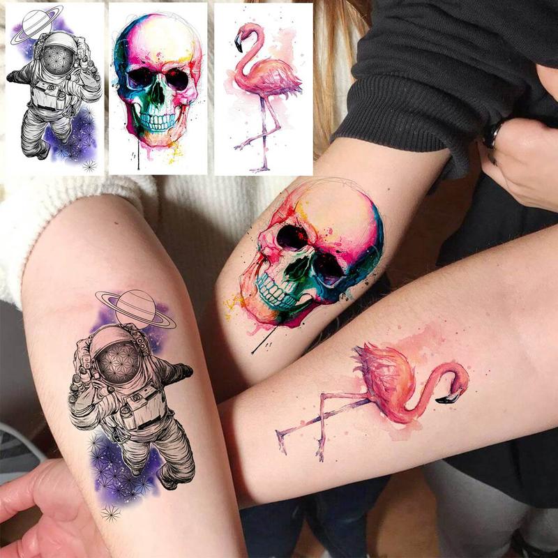 15pcs Watercolor Animal Pattern Temporary Tattoo Sticker, Fake Tattoo Stickers for Women & Men