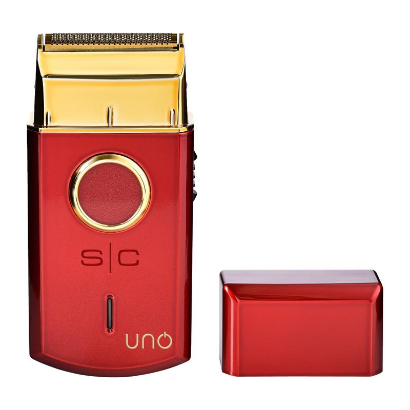 StyleCraft Uno Mini Shaver - Professional Single Foil Cordless Shaver with High Torque Motor in Red and Velvet Travel Case Steel Stainless