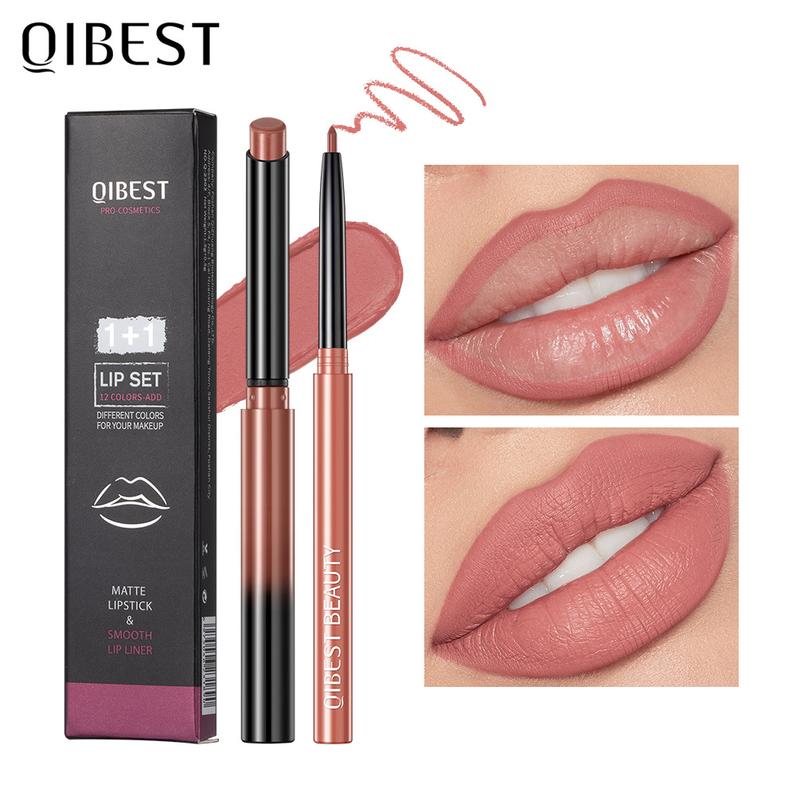 Qibest Multi-Color Lipstick Lipliner Pencil Set - Long-Lasting, Waterproof, Matte Finish, Non-Decolorizing, Smudge-Proof - Perfect for All Skin Types, Travel-Friendly, Ideal Valentines Day Gift