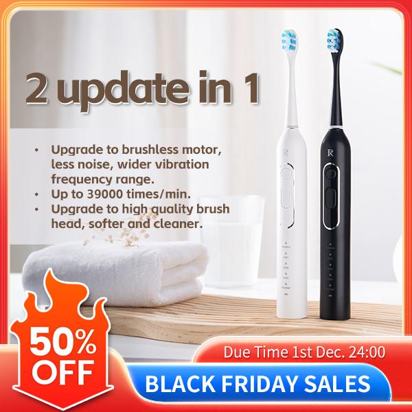 Electric toothbrush + 39000 times min + control vibration frequency + 5 brushing modes + 1 host & 8 3D brush heads + travel box + IPX7 waterproof + long battery life