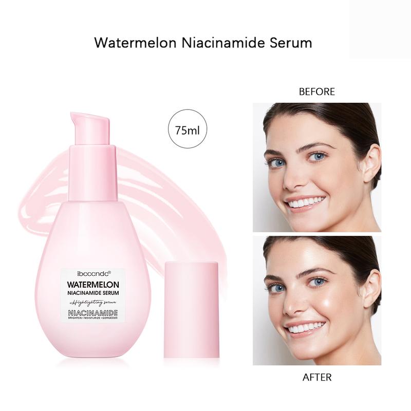 Watermelon Niacinamide Moisturize Serum for Face Skin Care, Hydrating & Brighten with Hyaluronic Acid, Glycerin and Vitamin E, Lightweight Facial Serum & Priming Liquid Highlighter(75ml)