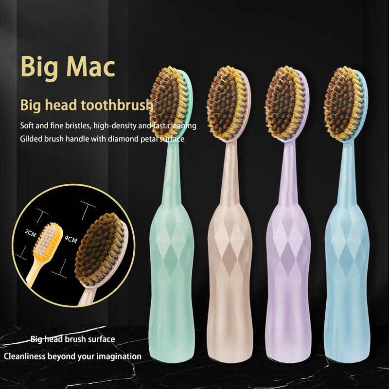 [Big Mac Toothbrush] Big Mac soft bristle wide-head toothbrush, soft and comfortable bristles, household gum protection, can cover two rows of teeth, clean without dead corners.