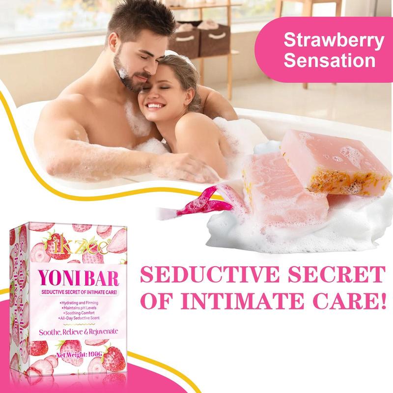 Strawberry Yoni Oil & Soap Set, 2 Counts set Fragrant Strawberry Body Care Set, Soothing Comfort, All-day Seductive Scent, Body Oil, Body Soap, Christmas Gift