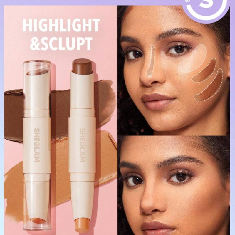 SHEGLAM Color & Sculpt Stick - Nude & Cocoa 2 In 1 Contour Dual Head Highly Pigmented Non-Fading Dual-Use Highlighter Contouring Brightening Pro Contour - Makeup & Cosmetics