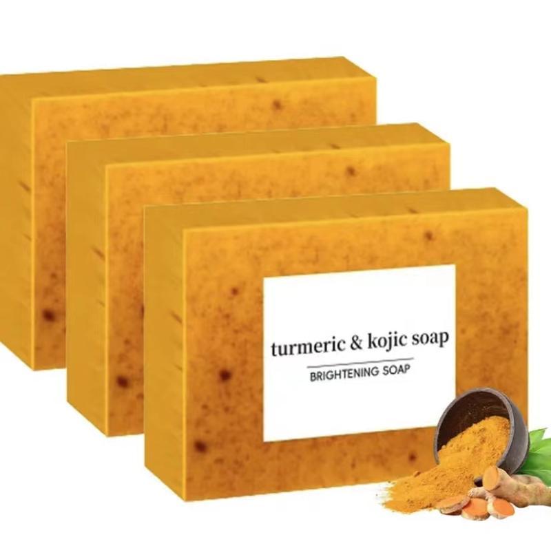 3PCS Lemon Turmeric KojicAcid Soap, Turmeric & Kojic Acid Soap, Kojic Acid Soap, Soap Body CareBody Wash Lemon Flawless Organic