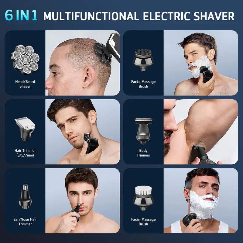 6 in 1 Electric Shaver, USB Rechargeable Electric Shaver, Household Men's Shaver, Men's Must-have, Holiday Gifts, Multifunctional Epilator, Christmas Gift