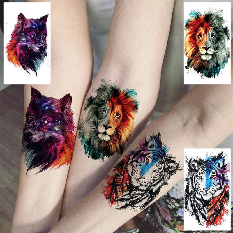 15pcs Watercolor Animal Pattern Temporary Tattoo Sticker, Fake Tattoo Stickers for Women & Men