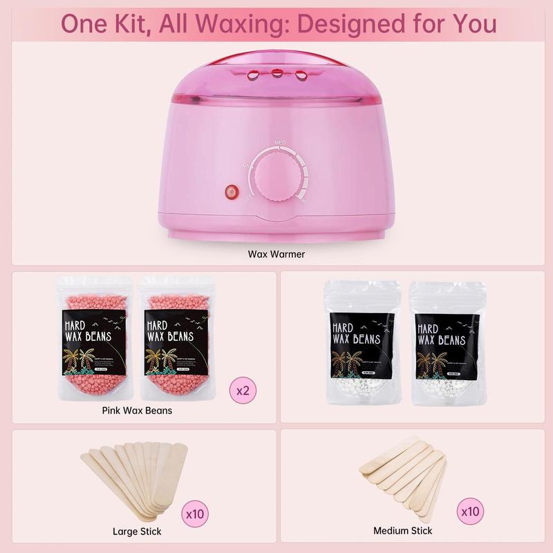 Hair Removal Waxing Kit, Summer Gifts, Back To School, Body Hair Removal Kit, Hot Wax Warmer Pot for Face Eyebrow Body Brazilian Bikini, Sensitive Skin Wax Machine with 25 Accessories