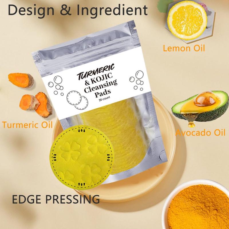 Hecmoks - Premium Kojic Acid & Turmeric Infused Cleansing & Exfoliating Pads (20 Count) - Perfect for Gentle Facial & Body Cleansing Skincare Comfort