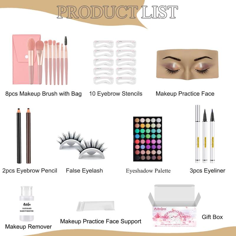 Makeup Practice Face Board, Makeup Mannequin Face with Makeup Kit, 3D Silicone Half Face Practice Eyelash Eye Shadow for Makeup Students and Beginners to Practice Eyes Makeup (White) No Brand