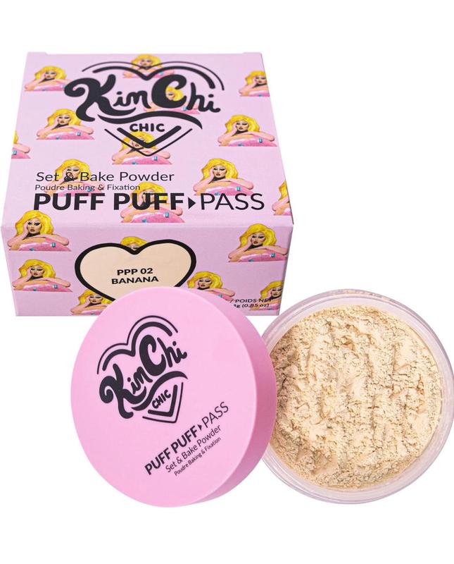 Kimchi Chic Beauty Puff Pass Set and Bake Powder, Loose Face Powder with Fluffy Setting Powder Puff, Soft Translucent Face Makeup for Uneven Skin Cosmetic