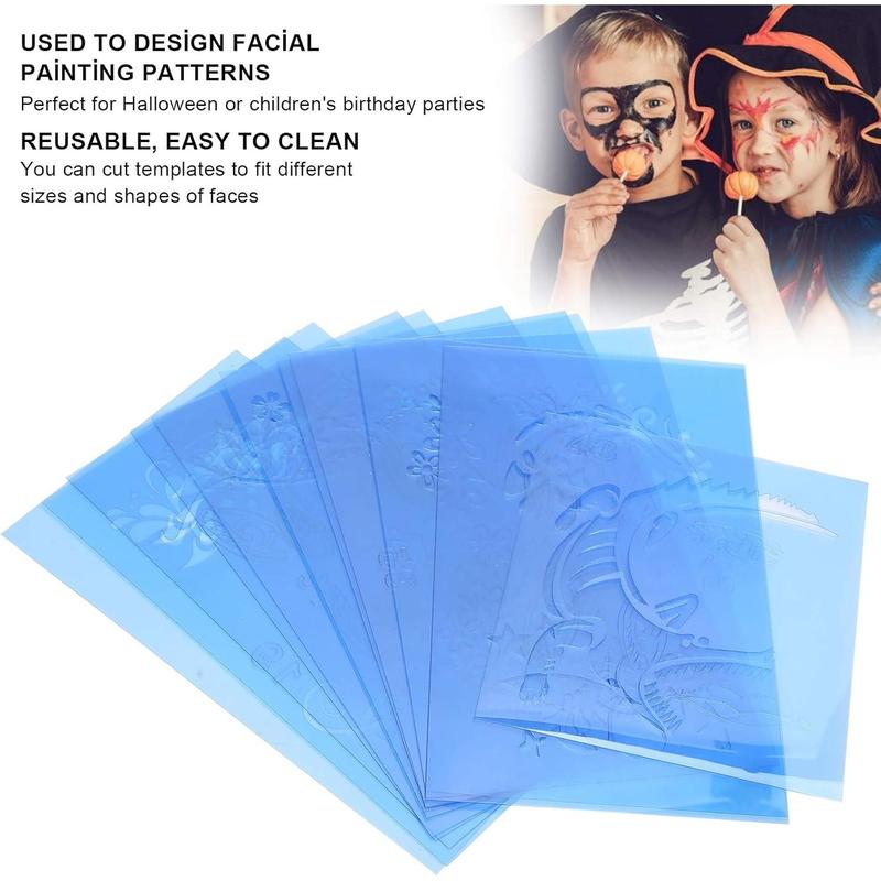 Face Paint Stencils, 12Pcs Reusable PET Face Painting Template Halloween DIY Facial Makeup Painting Stencils for Christmas Party Cosplay School Carnivals