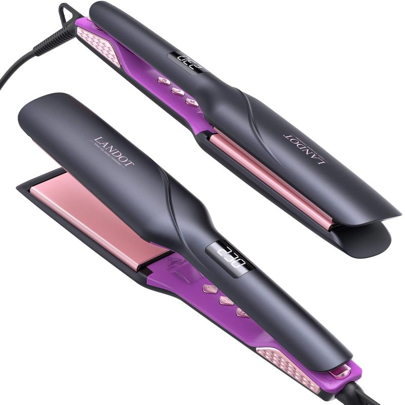 LANDOT Ceramic Flat Iron Hair Straightener 1.75 Inch Smooth