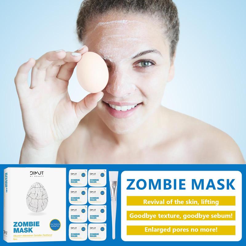 Zombie Facial Mask for Christmas Gift, 8 Counts box Moisturizing & Hydrating Skincare Face Mask, Korean Firming Skin Wash Off Face Mask