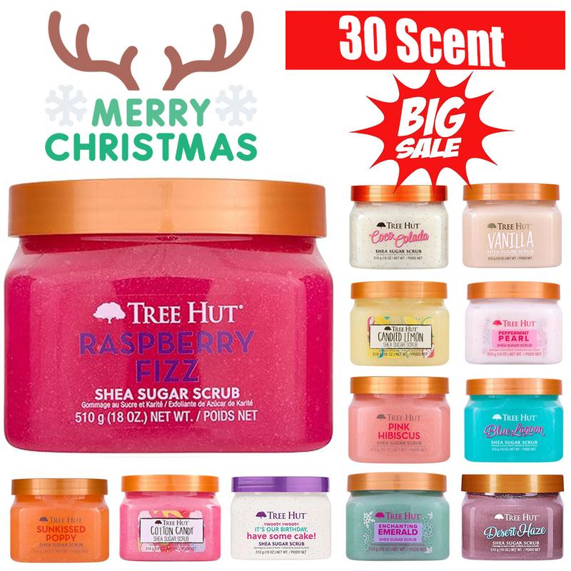  Tree Hut Raspberry Fizz Shea Sugar Scrub | Exfoliating Body Scrub Removes Dead, Dry Skin for a Soft & Hydrated Feel | Nourishing Essential Body Care | 18 fl oz.