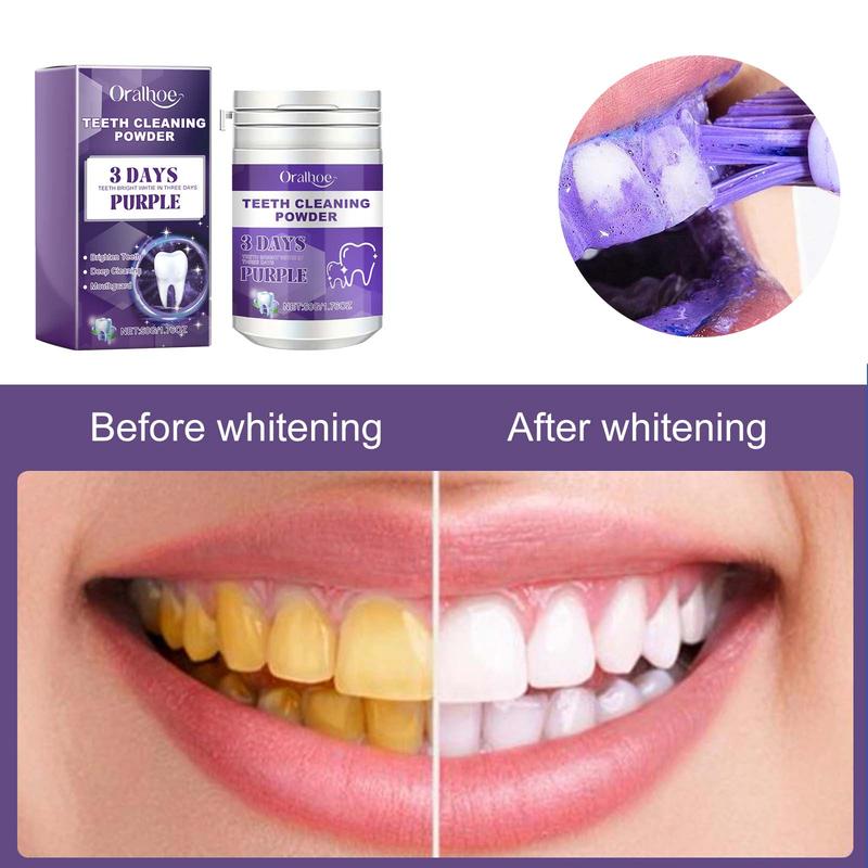 Tooth Powder - Purple Teeth Cleaning Powder, Natural Pearl Probiotic Tooth Powder, Teeth Whitening Mint Powder for Fresh Breath Instant Teeth Whitening Powder