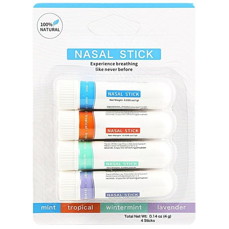 Nasal Stick (4 Pack)l EnhanceBreathing + Boost Focus | BreatheVapor Stick Provides Fresh Cooling Sensation | Aromatherapy Inhaler withEssential Oils + Menthol (Mint,Wintermint, Tropical)