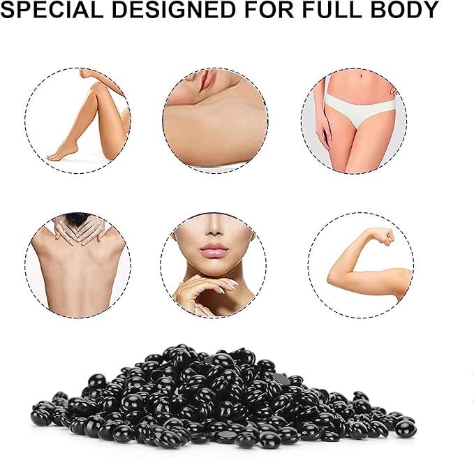 500g Painless Black Hard Wax Beans for Hair Removal – Smooth, Gentle for Underarms, Legs, Bikini & More – Compatible with Wax Warmers, Sensitive Skin