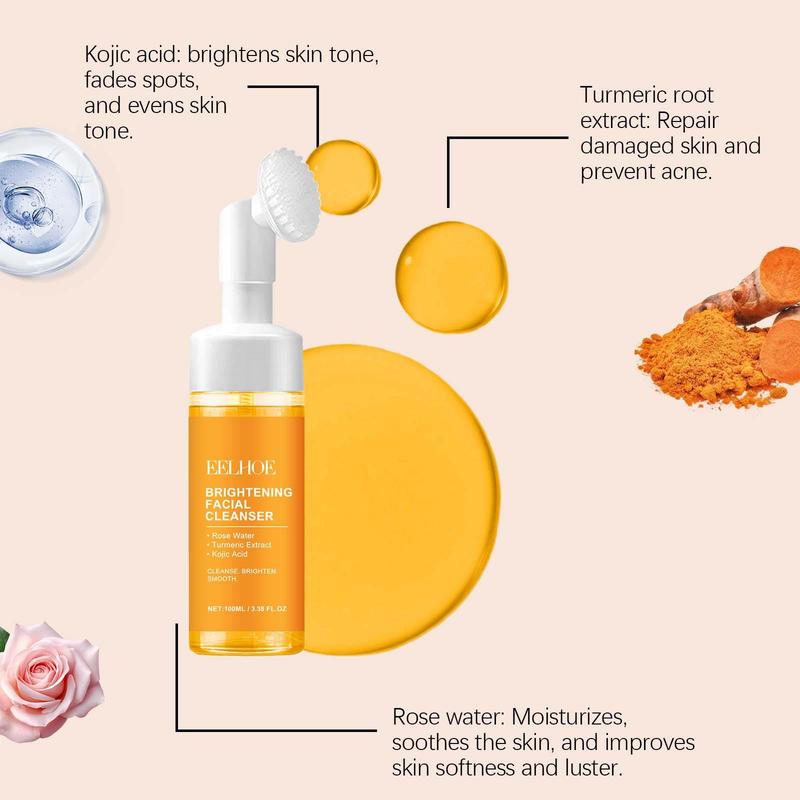 Turmeric Brightening Cleanser, Deep Cleansing Facial Wash, Moisturizing Facial Cleanser, Facial Skin Care Product for Women & Men