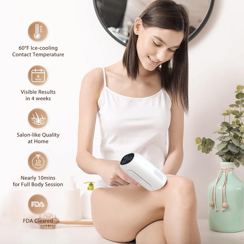 IPL At-Home Ice-cooling Laser Hair Removal Device,for Body, Face, Bikini Line, Legs, Armpit, Unlimited flashes, FDA Cleared ipl device