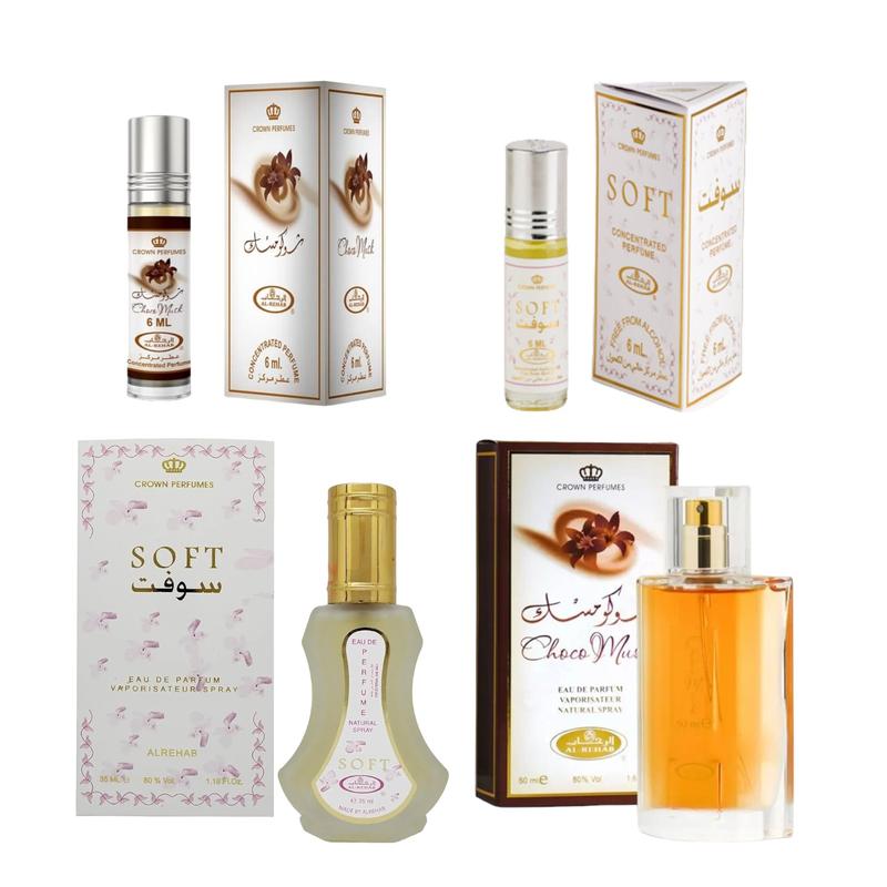 (Combo Bundle Pack) 50ml Choco Musk + 35ml Soft + 6ml Choco Musk + 6ml Soft - Perfume Spray by Al-Rehab