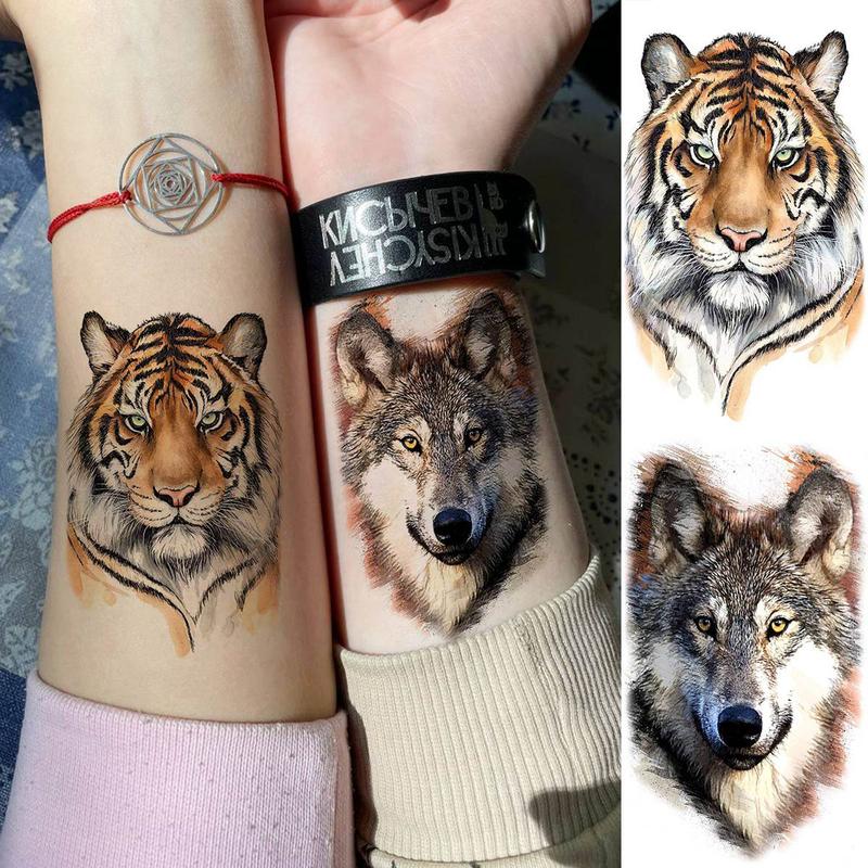 15pcs Watercolor Animal Pattern Temporary Tattoo Sticker, Fake Tattoo Stickers for Women & Men