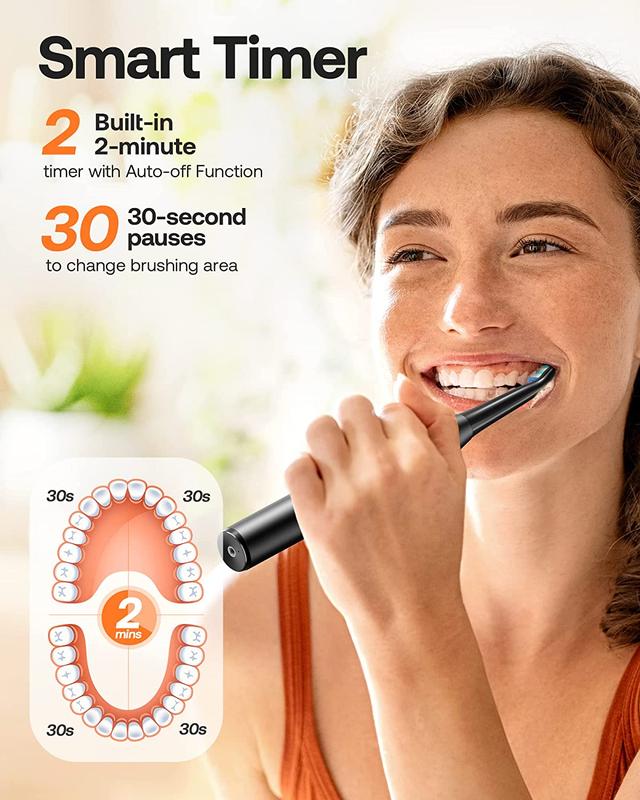 Bitvae D2 Electric Toothbrush for Adults - Ultrasonic Electric Toothbrushes with 8 Brush Heads, ADA Accepted Power Rechargeable Toothbrush with 5 Modes, Smart Timer