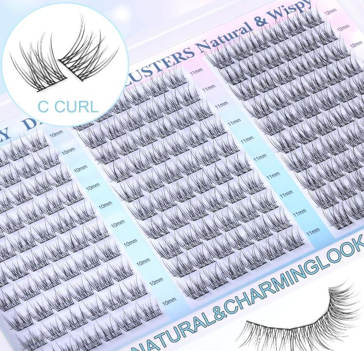 Lash Clusters Wispy Eyelash Clusters CC Curl Cluster Lashes zanlufly Natural Individual Lashes 180Pcs Eyelash Extension 10-12MM DIY Lash Extension