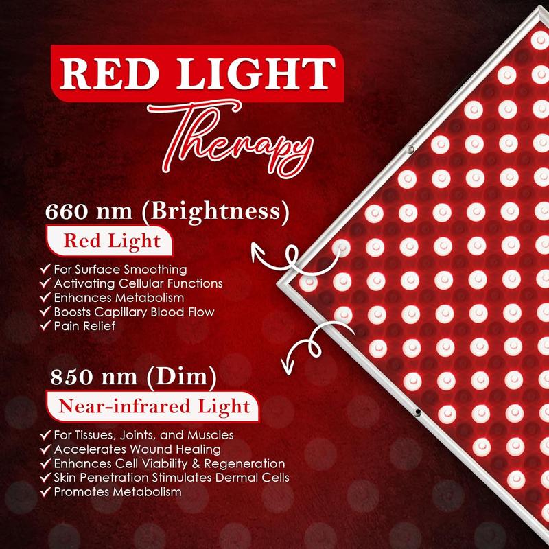 LED-Red-Light-Therapy-for Face Body- 45W LED Panel Deep 660nm & Near Infrared Red Light Therapy 850nm Red Light Combo w Hanger, Skin Care Beauty, Hair Growth, Pain Relief of Muscles Joint