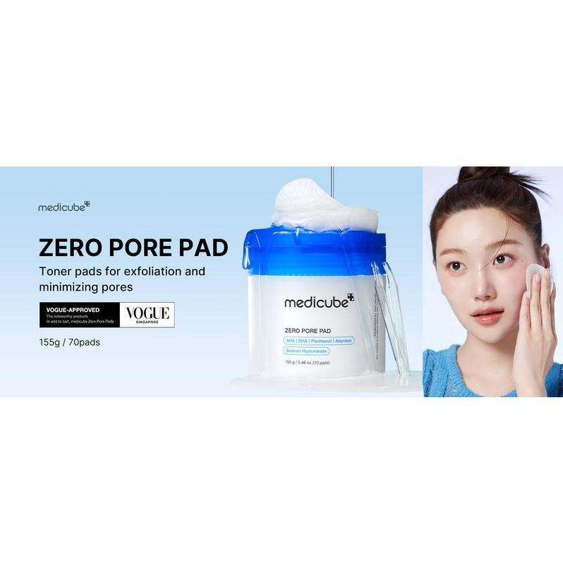 Medicube Zero Pore Pads 2.0, Dual-Textured Facial Toner Pads for Exfoliation and Pore Care with 4.5% AHA Lactic Acid & 0.45% BHA Salicylic Acid, Ideal for All Skin Types, Skin Care (70 Pads)Limited time discount