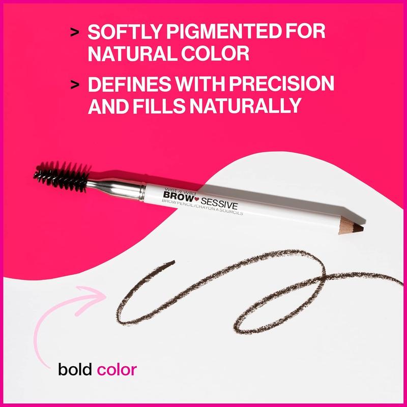 wet n wild Brow-Sessive Brow Pencil, Ultra-Precise Dual Ended Spoolie Brush for Perfect Buildable Blendable Shaping, Natural Lasting Shades for Every Brow, Cruelty-Free & Vegan