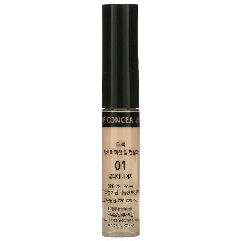 The Saem Cover Perfection, Tip Concealer, SPF 28 PA++, 01 Clear Beige, 0.23 oz