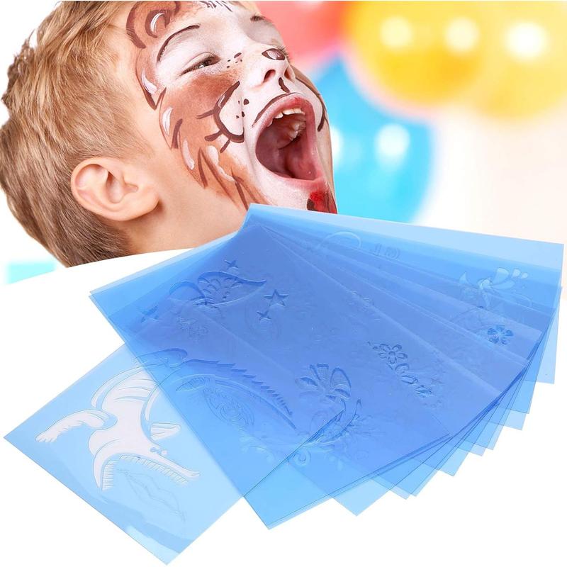 Face Paint Stencils, 12Pcs Reusable PET Face Painting Template Halloween DIY Facial Makeup Painting Stencils for Christmas Party Cosplay School Carnivals