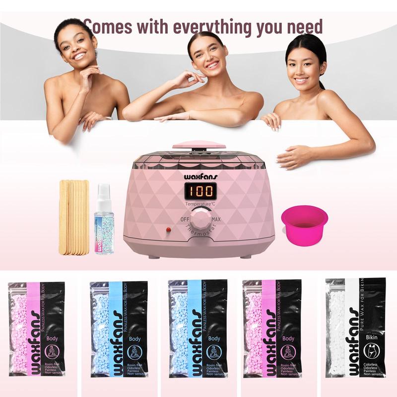 Body Hair Removal Waxing Kit, 1 Set Electric Epilator Waxing Kit for Women, Summer Gifts, Digital LED Display Waxing Machine, Waxing Body Care Accessories