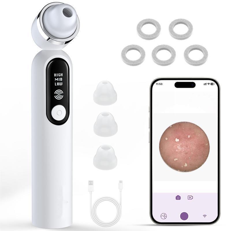 Blackhead Remover Vacuum, USB Interface Type Pore Vacuum, Black Head Extractions Tool with Camerafor, Women Pore Cleaner, 3 Adjustment Modes & 3 Suction Heads