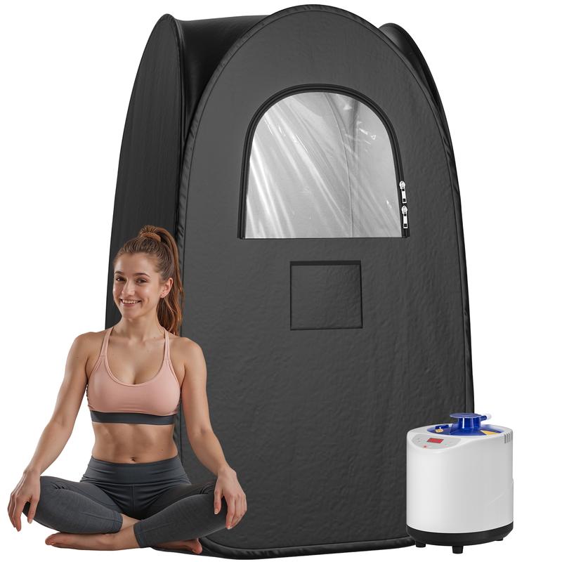 MANASTIN Portable Sauna Box for Home, Foldable Steam Nurecover Saunas Heater at Home Use, Indoor Sauna Tent with 2.6L Steamer, Personal Dry Sauna Spa - Easy Installation, Black