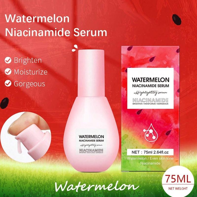 Watermelon Makeup Primer Cream- Watermelon Niacinamide Dew Hydrating Serum with Hyaluronic Acid, Vitamin E - Lightweight Facial Serum & Priming Liquid Highlighter (60ml)