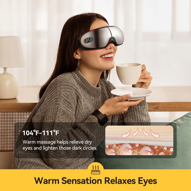 Deerma Eye Massager,Eye Hollow Visual Design,Eye Mask With Heat Compression  Music For Relax Eye,Improve Sleep,Gifts Idea