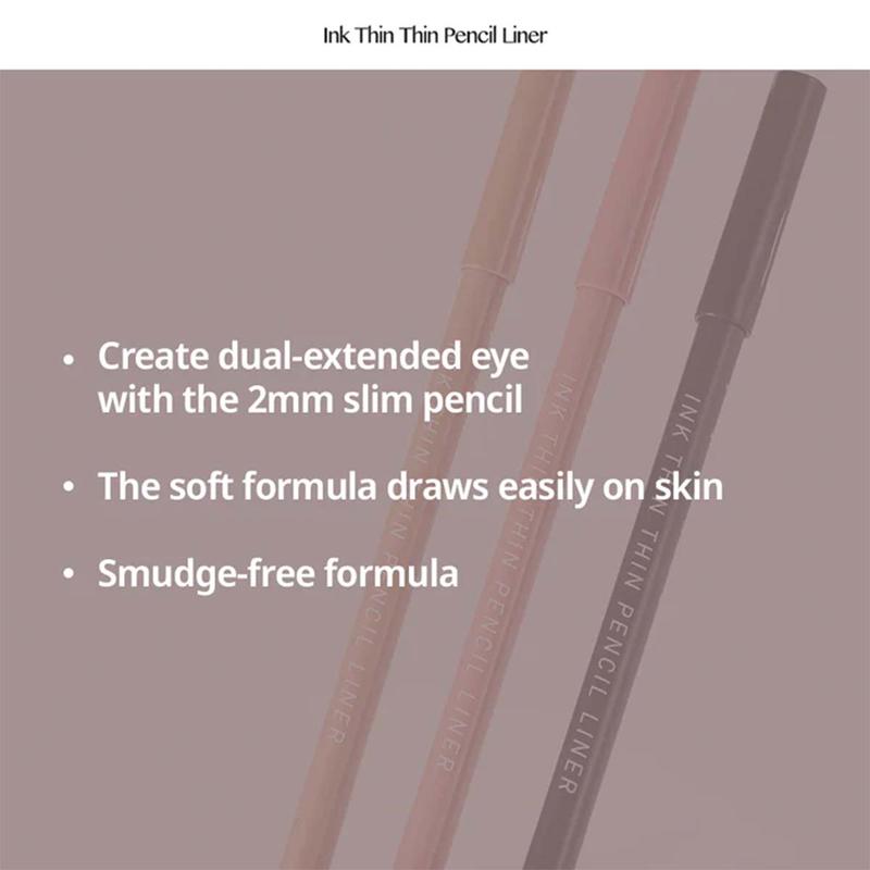 [Peripera] Ink Thin Thin Pencil Liner (5 Colors), Long-Lasting Eyeliner, Creamy Texture, Smudgeproof, Slim Liner, Daily Eye Makeup , K beauty