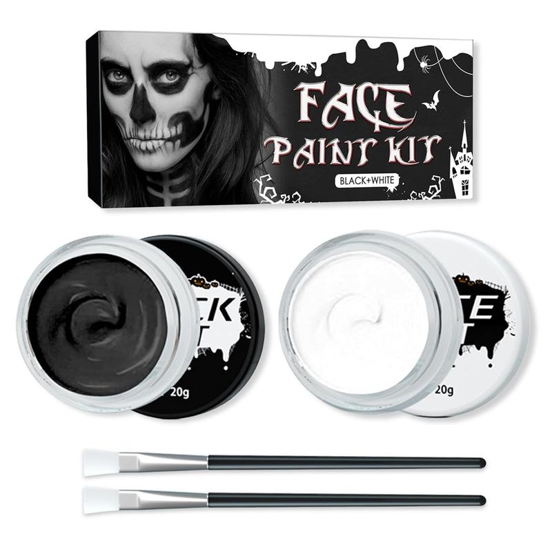 Black and White Face Painting Kit Body and Face Painting Kit for Halloween Special Effects SFX Clown Skeleton Cosplay Makeup Kit