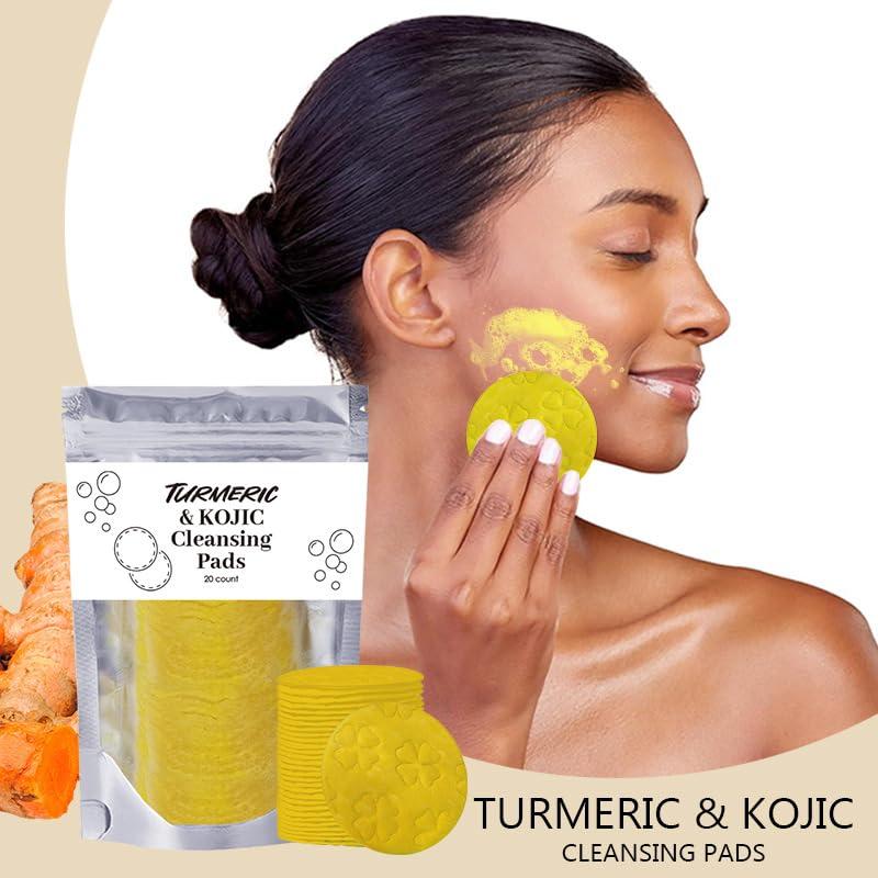 Hecmoks - Premium Kojic Acid & Turmeric Infused Cleansing & Exfoliating Pads (20 Count) - Perfect for Gentle Facial & Body Cleansing Skincare Comfort