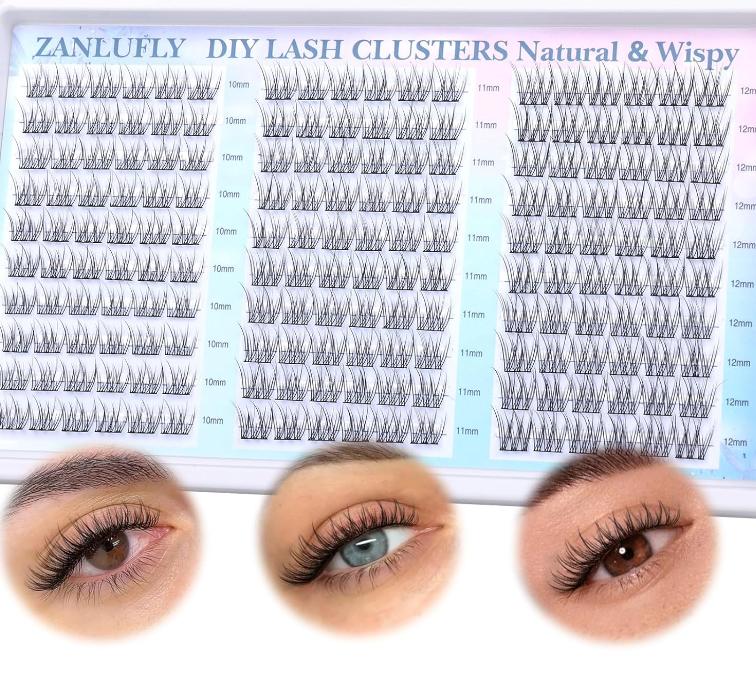 Lash Clusters Wispy Eyelash Clusters CC Curl Cluster Lashes zanlufly Natural Individual Lashes 180Pcs Eyelash Extension 10-12MM DIY Lash Extension