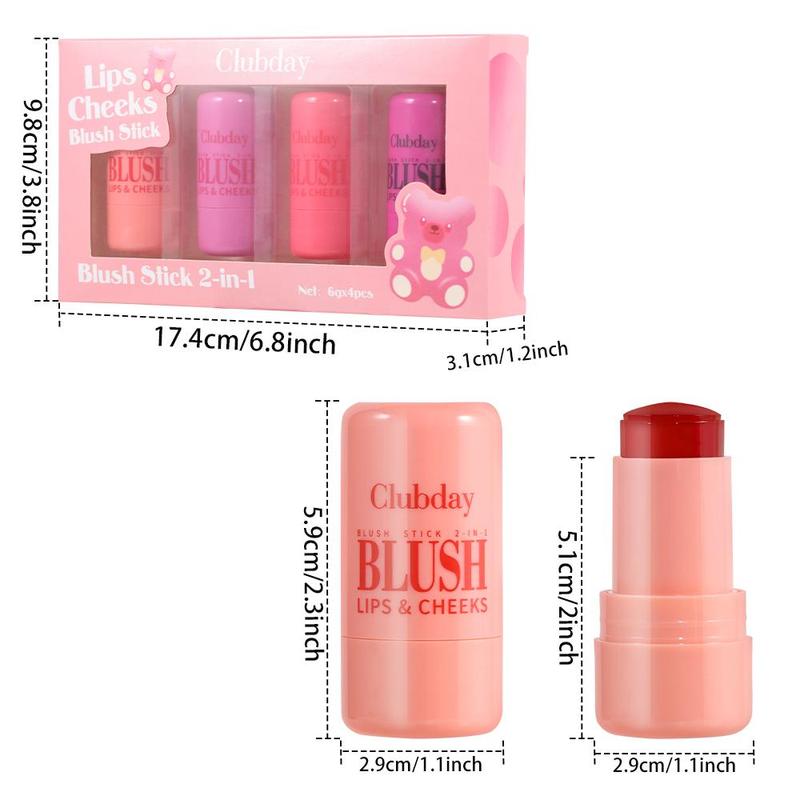 Long Lasting Blush Sticks, 4 Counts set Natural Look Blushes For Daily Makeup, Lightweight Soft Color Shadows, For All Skins