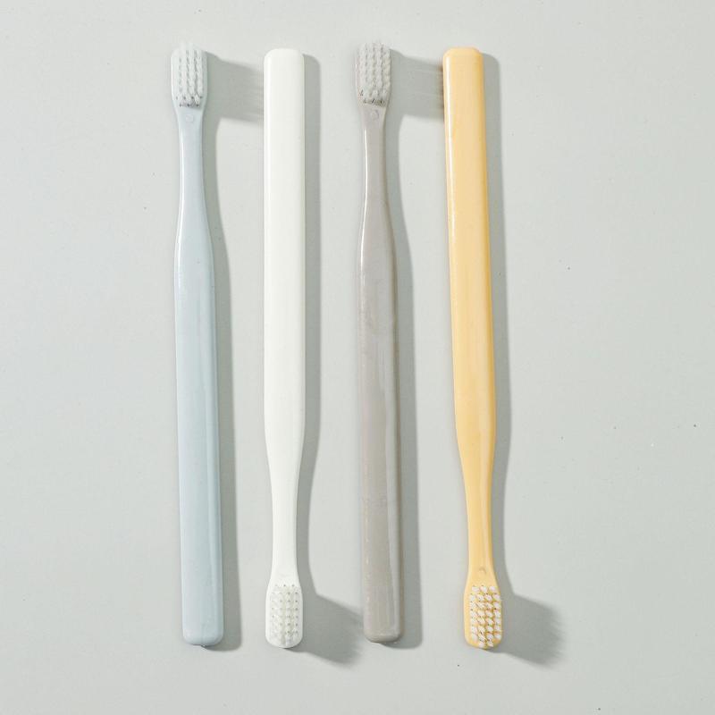 4pcs Reusable Toothbrush Set, Solid Color Toothbrush, Soft Bristle Teeth Cleaning Tool For Adults