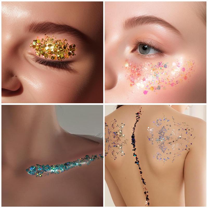 Body Glitter Face Glitter Makeup Festival Glitter Gel, 12 Colors Face and Body Glitter Gel, Hair Glitter Gel, Glitter Gel Makeup, Glitter for Face and Hair Iridescent Shimmer