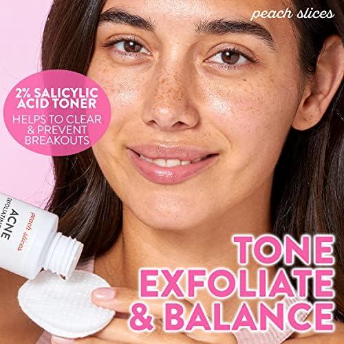 Peach Slices Acne Exfoliating Toner with 2% Salicylic Acid, AHA+BHA Exfoliation, and Calming Properties, 4 Oz - Comfort, Skin Repair